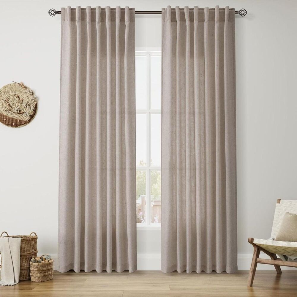 Brand New Nanspring Ecru Linen Curtains 52"W × 84"L – 2 Panels